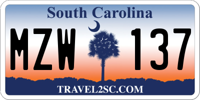 SC license plate MZW137
