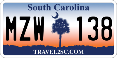 SC license plate MZW138