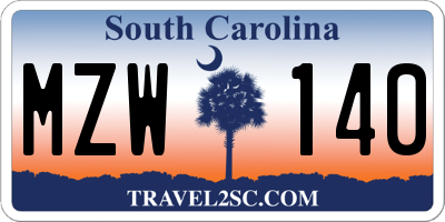 SC license plate MZW140