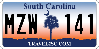 SC license plate MZW141
