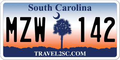 SC license plate MZW142