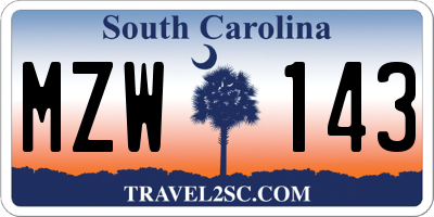 SC license plate MZW143