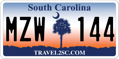SC license plate MZW144