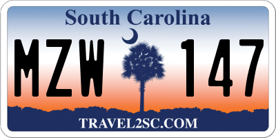 SC license plate MZW147