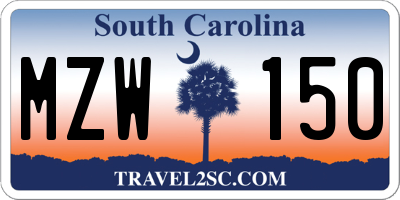 SC license plate MZW150