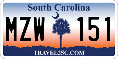 SC license plate MZW151