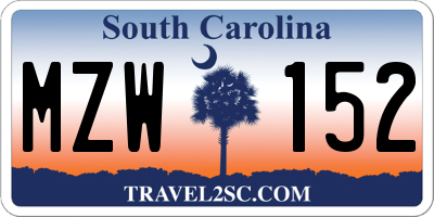 SC license plate MZW152