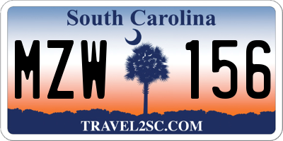 SC license plate MZW156