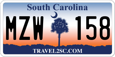 SC license plate MZW158