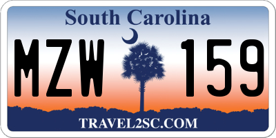 SC license plate MZW159