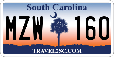 SC license plate MZW160