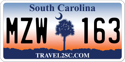 SC license plate MZW163