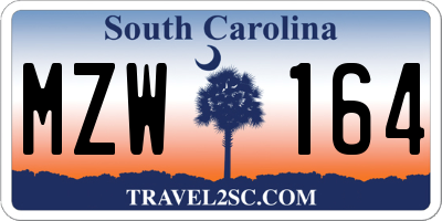 SC license plate MZW164
