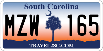 SC license plate MZW165