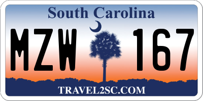 SC license plate MZW167