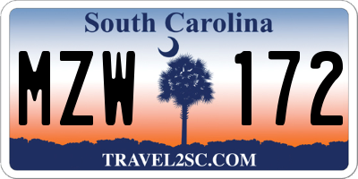 SC license plate MZW172
