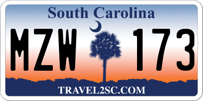 SC license plate MZW173