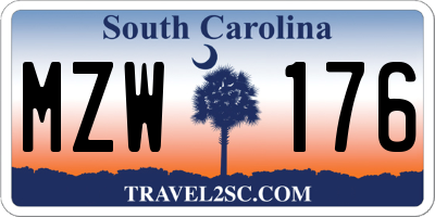 SC license plate MZW176