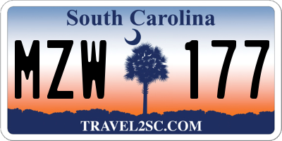 SC license plate MZW177