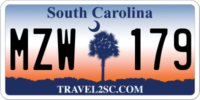 SC license plate MZW179