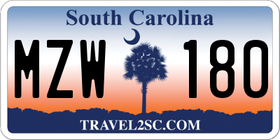 SC license plate MZW180