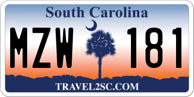 SC license plate MZW181