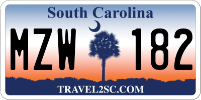SC license plate MZW182
