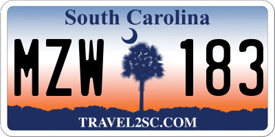 SC license plate MZW183