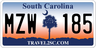 SC license plate MZW185