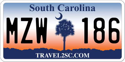 SC license plate MZW186