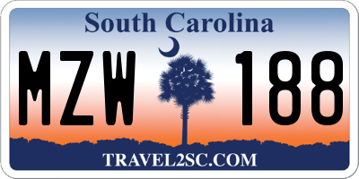 SC license plate MZW188
