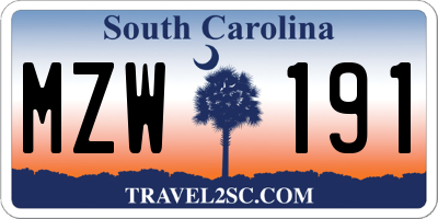 SC license plate MZW191