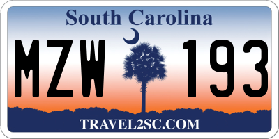 SC license plate MZW193