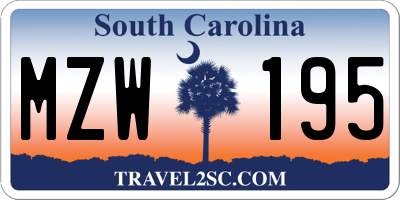 SC license plate MZW195