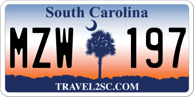 SC license plate MZW197