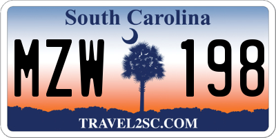 SC license plate MZW198
