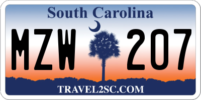 SC license plate MZW207