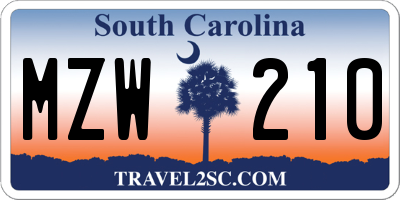 SC license plate MZW210