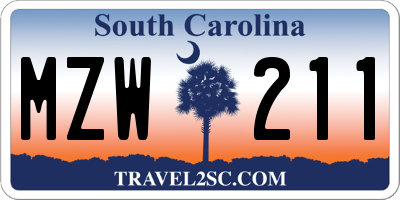 SC license plate MZW211
