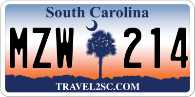 SC license plate MZW214
