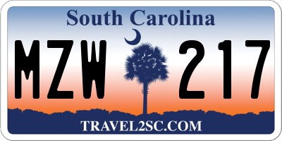 SC license plate MZW217