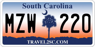 SC license plate MZW220