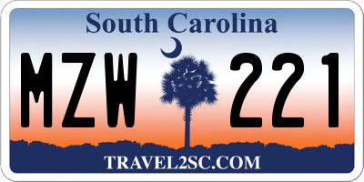 SC license plate MZW221