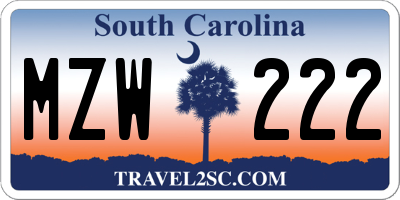 SC license plate MZW222