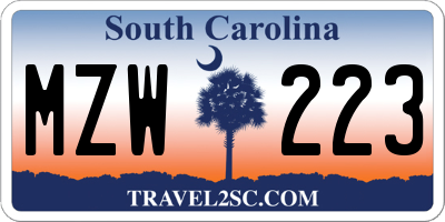 SC license plate MZW223