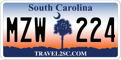 SC license plate MZW224