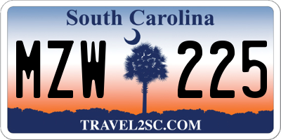 SC license plate MZW225