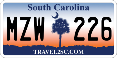 SC license plate MZW226
