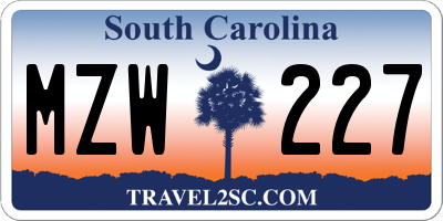 SC license plate MZW227