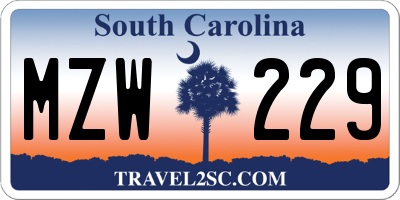 SC license plate MZW229